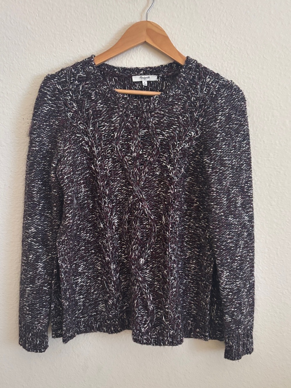 Madewell Wool Split Sides Cable Knit Sweater S